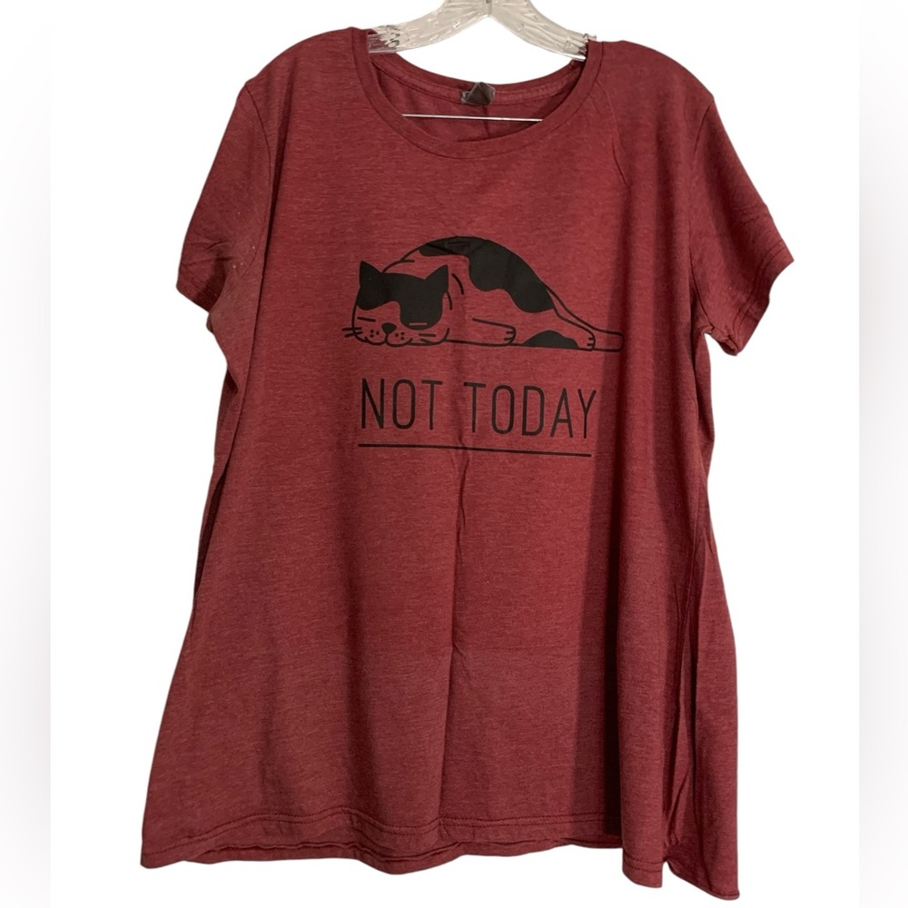 Not Today cat t-shirt.  Size 2XL. Burgundy color. Good used condition.